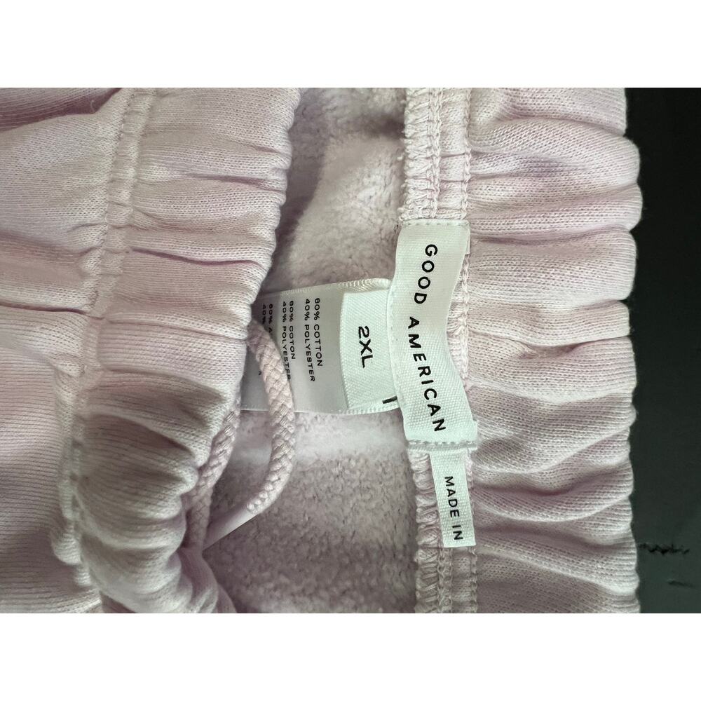 NWT 2XL Plus Good American Cotton Candy Pink Fleece Velour Wide Leg Sweatpants - Picture 4 of 7